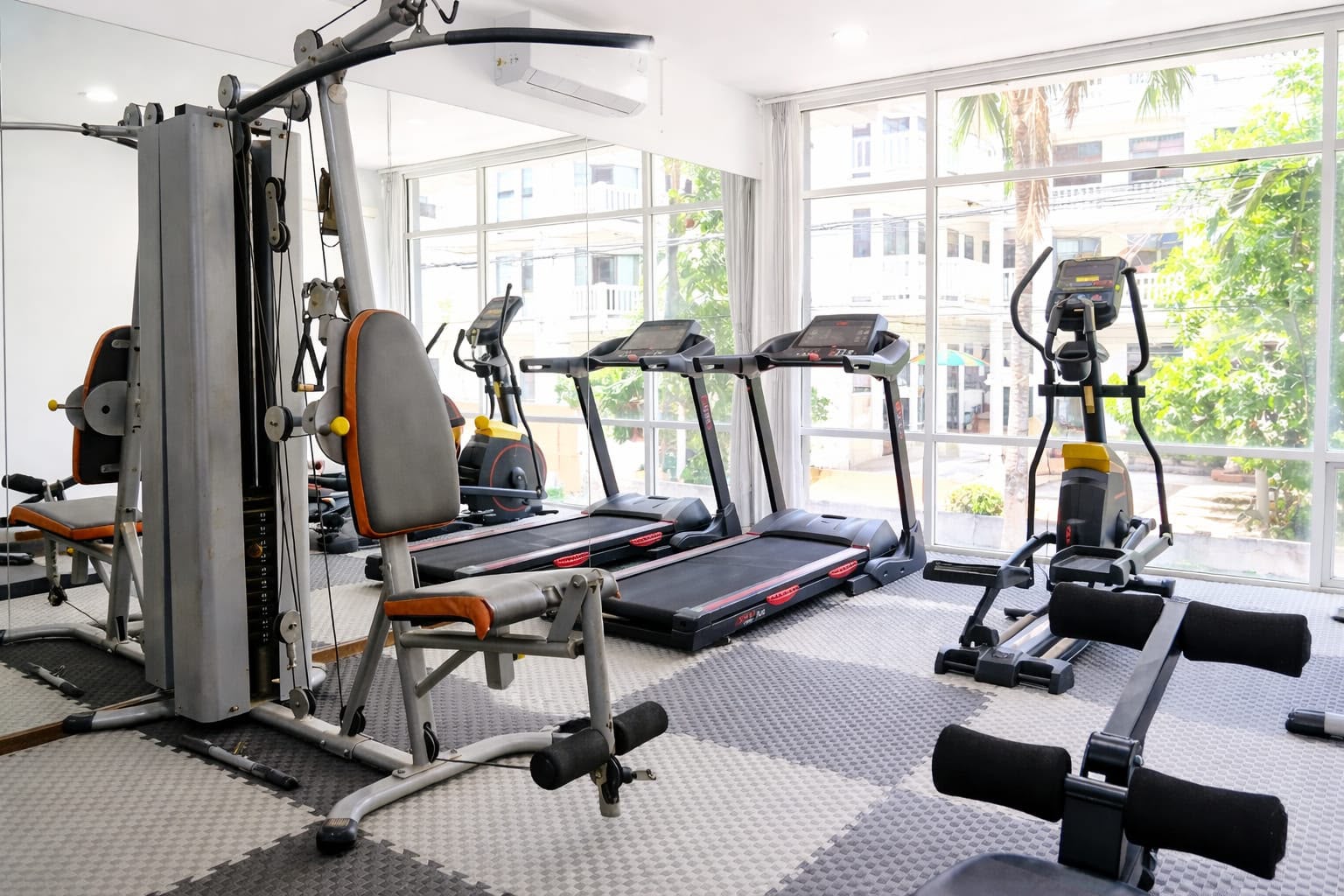 Hotel gym — cardio and strength equipment