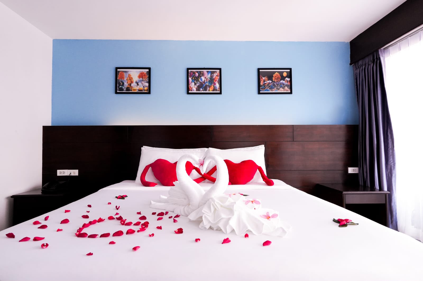 Romantic honeymoon room with special setup